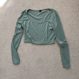 Teal long sleeve crop top